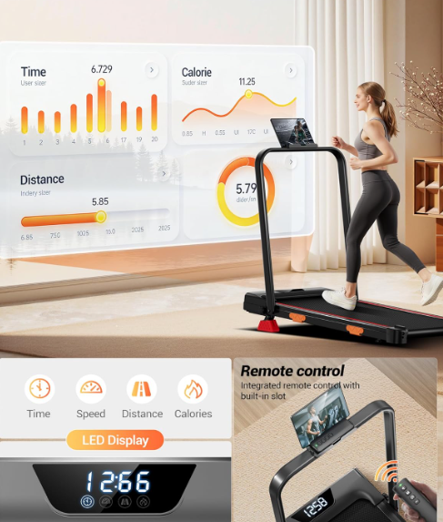 Cinta de Correr Plegable con Inclinación y Motor Silencioso 2.5HP