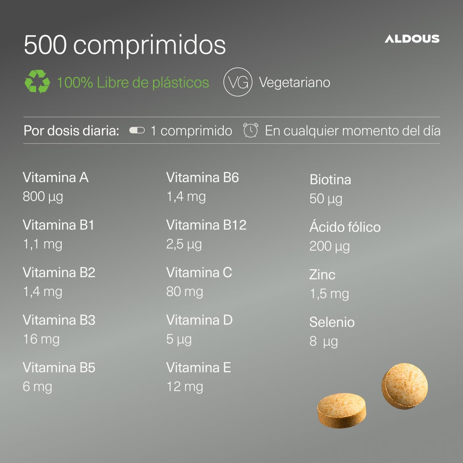 Multivitaminas Hombre y Mujer 500 Comprimidos – Complejo Vitaminico Completo Aldous