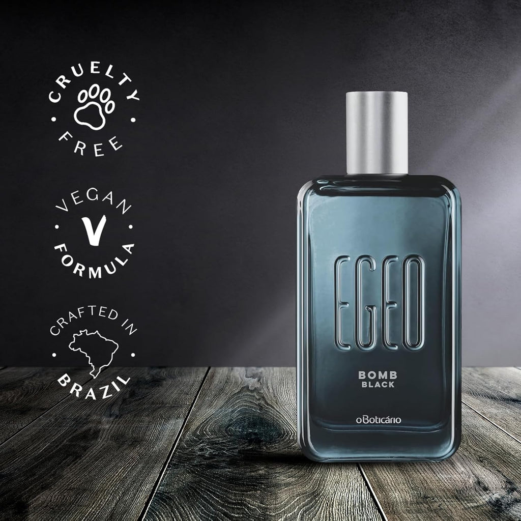 Egeo Bomb Black EDT 90ml | Perfume Hombre Cuero y Caramelo – O Boticario