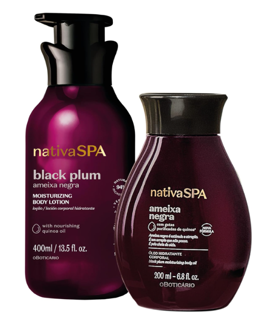 O Boticário Nativa SPA Ciruela Negra Set Regalo Cuidado de la Piel con 2 Productos | Crema Hidratante Corporal 400ml y Aceite Corporal Perfumado 200ml