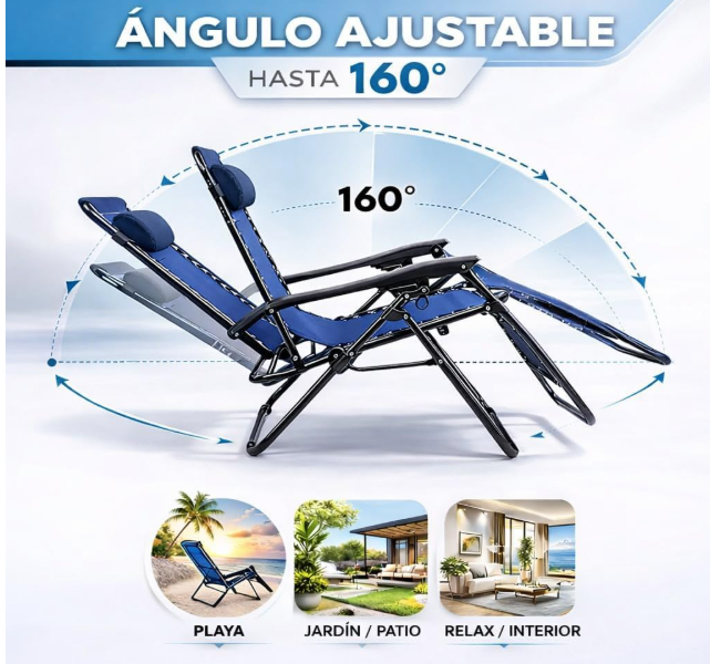 Pack 2 Tumbonas Plegables Playa | Jardín | Piscina | Camping