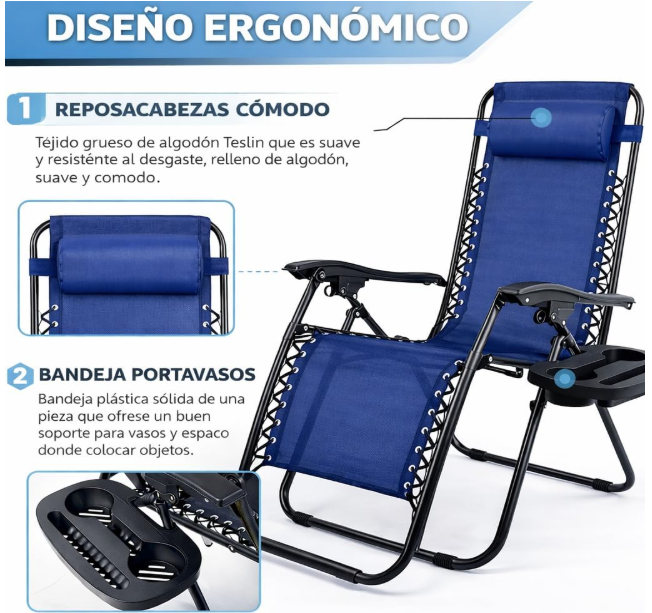 Pack 2 Tumbonas Plegables Playa | Jardín | Piscina | Camping