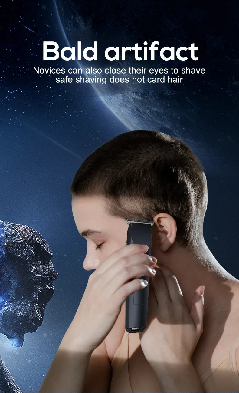 Electric Hair Clipper with Adjustable Cutter Head, USB Charging Design for Hair & Beard Trimming, Cordless Grooming Tool