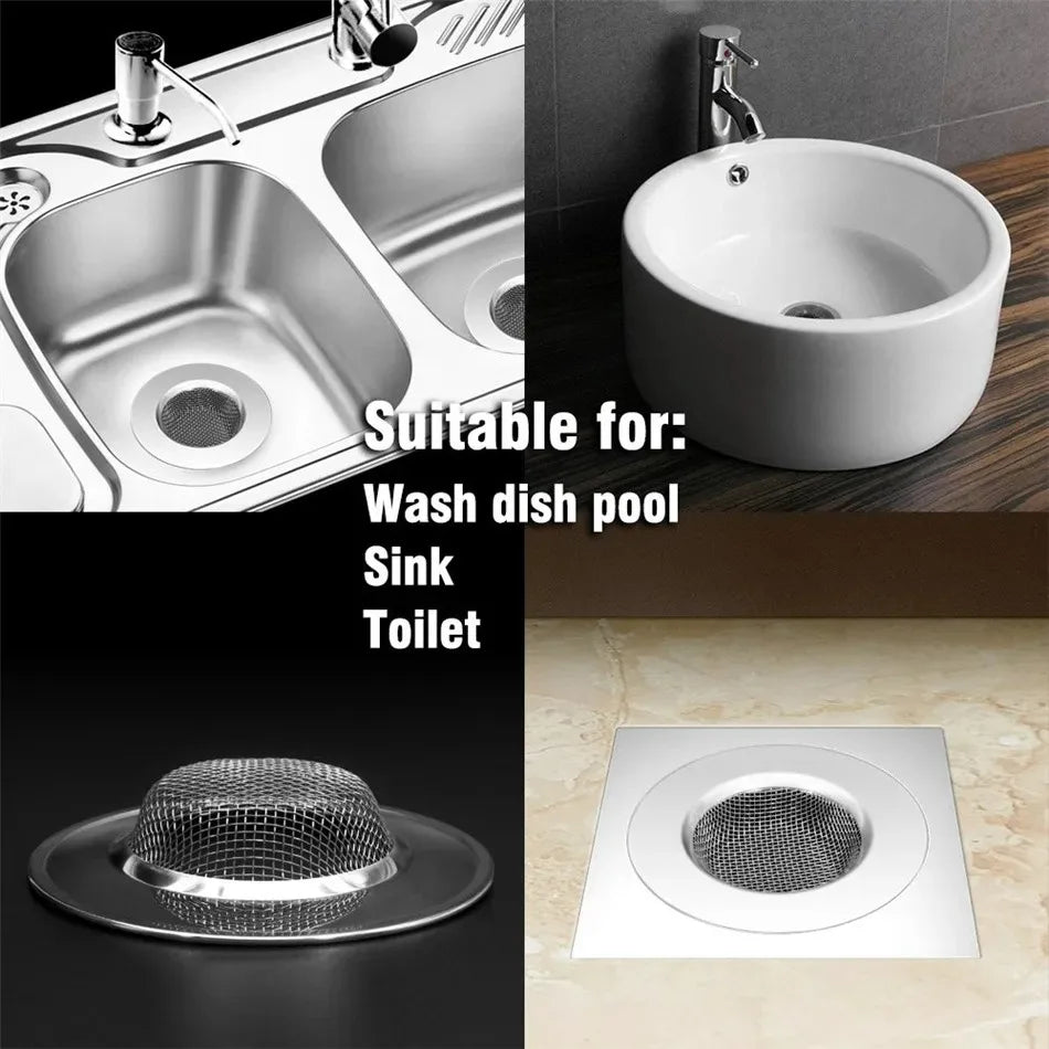 Kitchen Sink Filter Stainless Steel Mesh Sink Strainer Filter Bathroom Sink Strainer Drain Hole Filter Sewer Screen Strainers