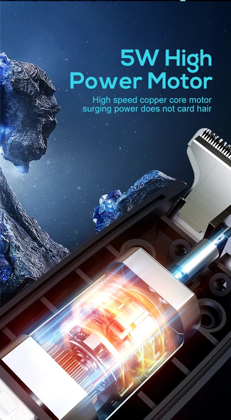 Electric Hair Clipper with Adjustable Cutter Head, USB Charging Design for Hair & Beard Trimming, Cordless Grooming Tool
