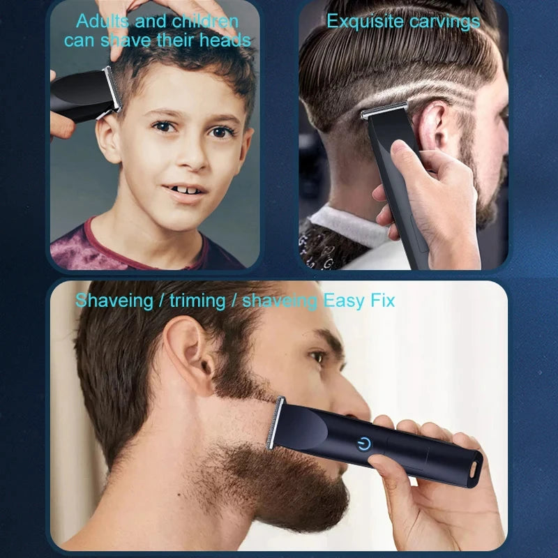 Electric Hair Clipper with Adjustable Cutter Head, USB Charging Design for Hair & Beard Trimming, Cordless Grooming Tool
