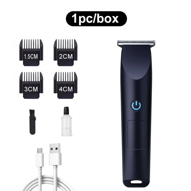 Electric Hair Clipper with Adjustable Cutter Head, USB Charging Design for Hair & Beard Trimming, Cordless Grooming Tool