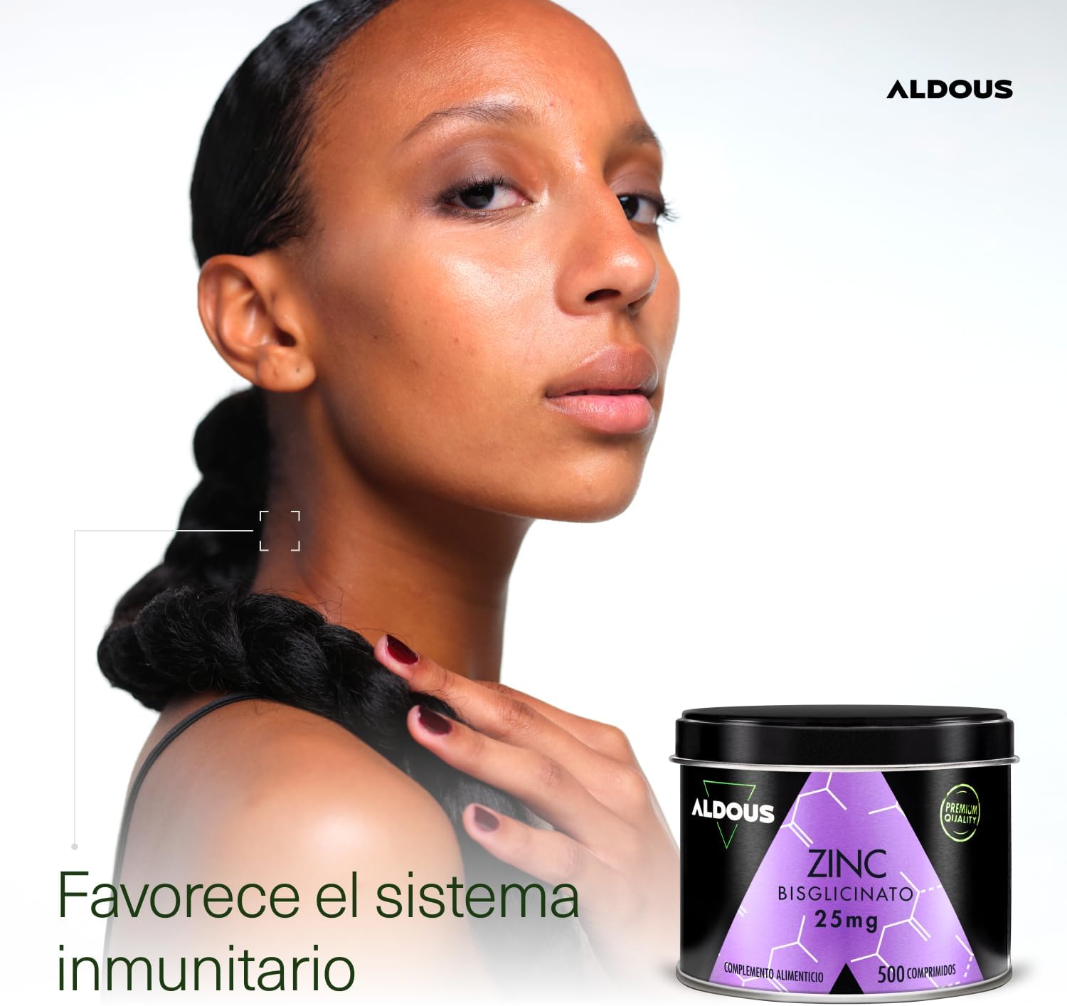 Zinc 25mg Bisglicinato | Pelo, Piel e Inmunidad | 500 Comprimidos – Aldous