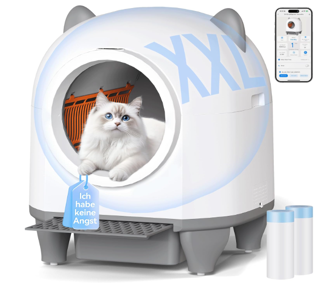 Devoko Arenero Autolimpiable para Gatos XXL 90L con Control App